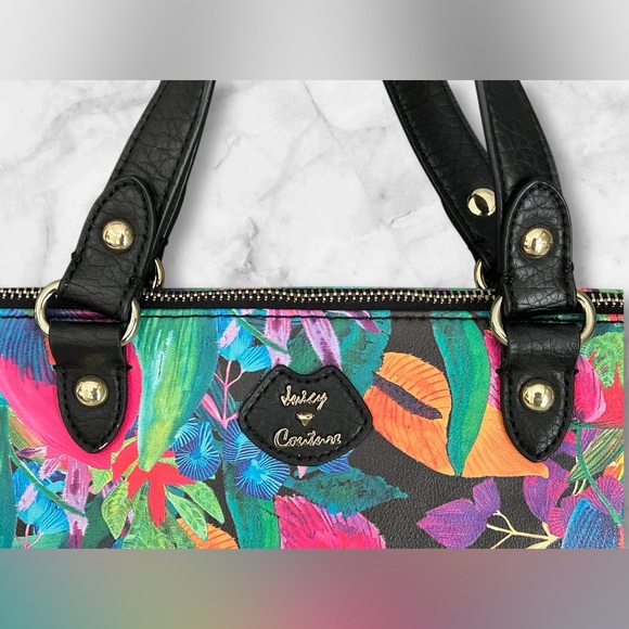 NWOT Juicy Couture Faux Tropical Floral Satchel Crossbody Bag Purse - Picture 3 of 12